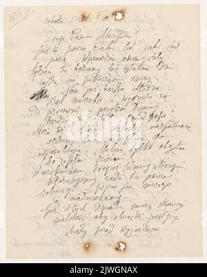 Brief an Maria Mickiewiczówna mit der Zeichnung `Notre petite Maline` [der Hund Malina [Himbeere] mit drei Welpen]. Makowski, Tadeusz (1882-1932), Zeichner, Karikaturist Stockfoto
